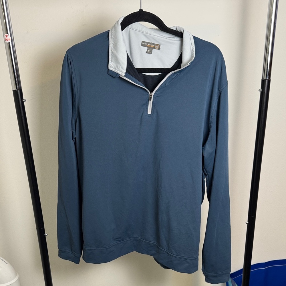 Peter Millar Navy Quarter-Zip Golf Outdoor Preppy Pullover Size Large